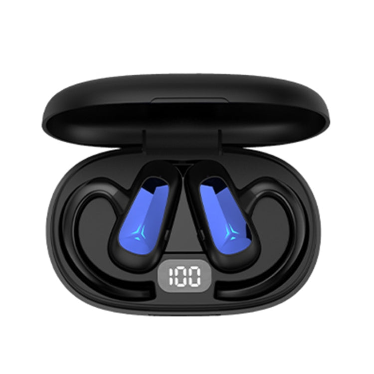 Écouteurs stéréo Bluetooth à affichage numérique Bone Conduction Concepts, style : mono-oreille, double oreille avec chargeur.